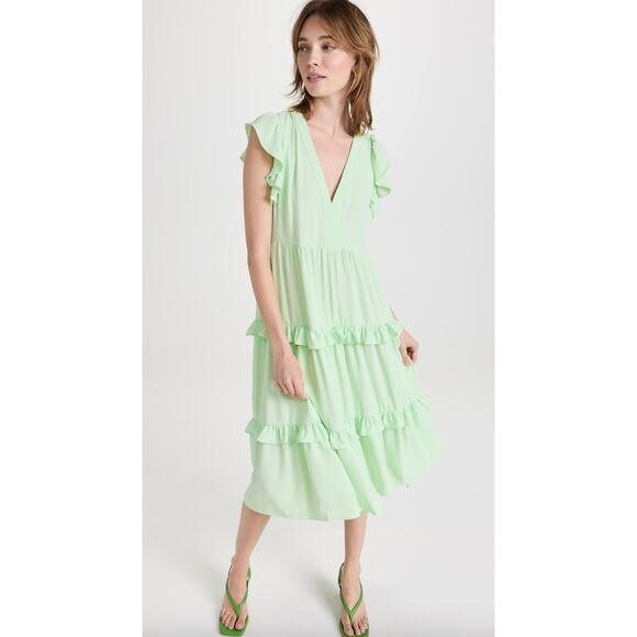 Amanda Uprichard Chamomile Ruffle Tiered midi Dress Large - Picture 1 of 8
